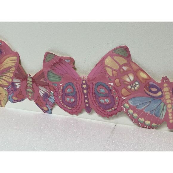 Butterflies Scalloped  Wall Border Juvenile Baby Nursery Pink #TR105314 - Picture 4 of 6
